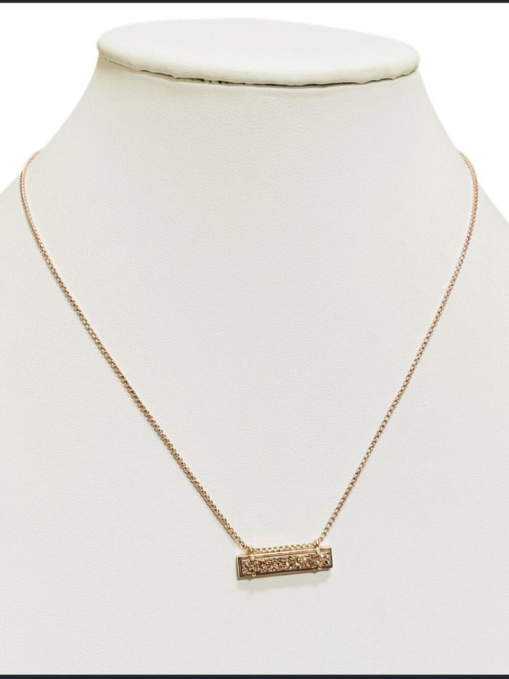 Kendra Scott Leanor Bar Necklace Rose Gold Drusy